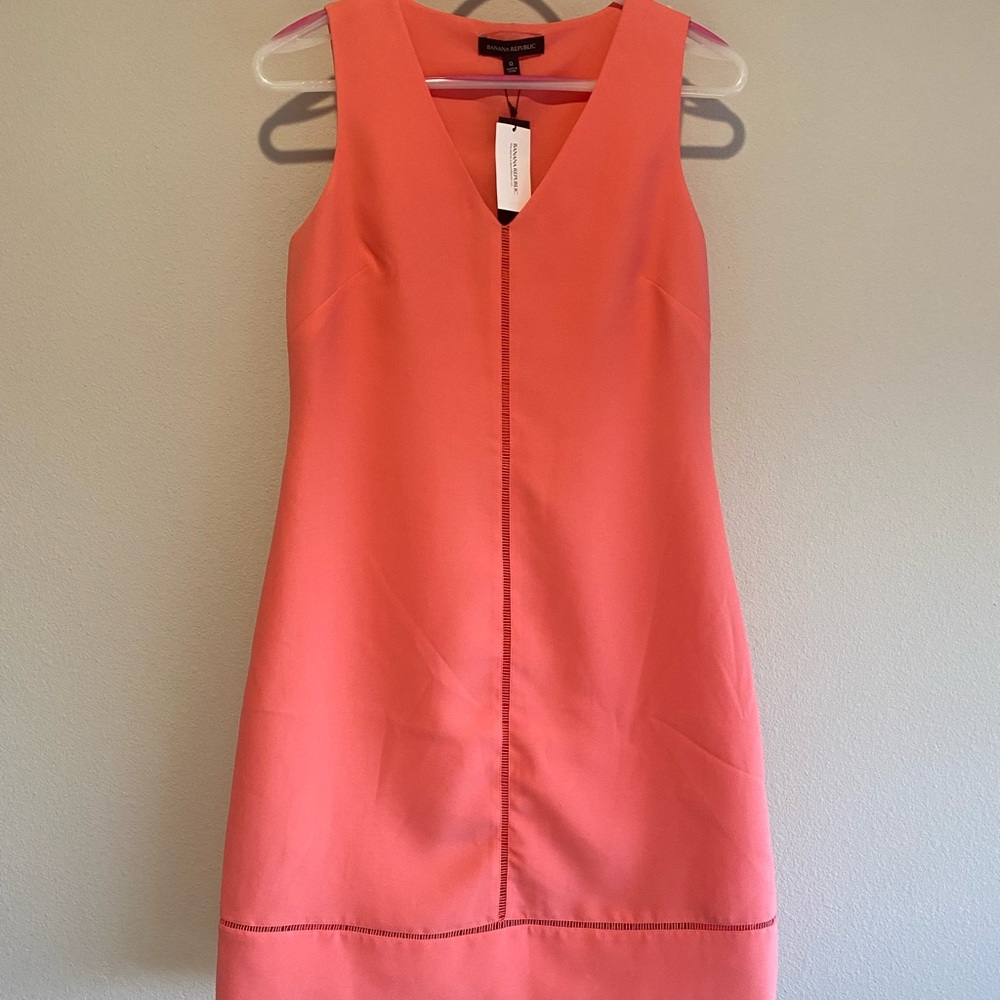 Banana Republic Coral A-Line Dress with Side Zipper